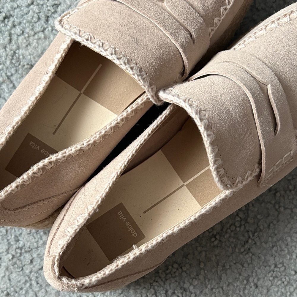 Dolce Vita Bone Suede Espadrille Platform Loafers - Picture 2 of 5
